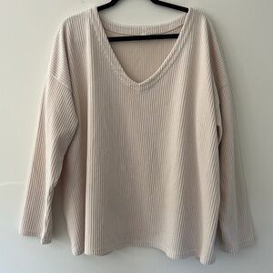 J.Jill Wide Wale Ribbed Cozy Vneck pullover Lagenlook Loose Fit Fall Warm Sz. 3X